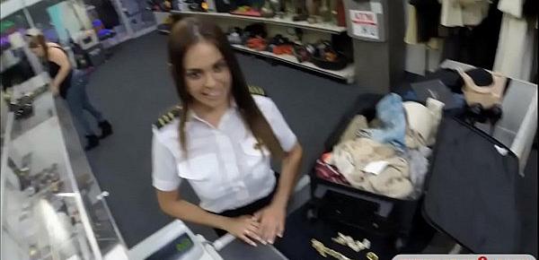  Stewardess sells her stuffs and rammed in pawnshop toilet